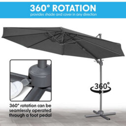 Dellonda 3M Cantilever Parasol With 360 Rotation, Tilt And Cover Grey - Dg267 - thumbnail 2