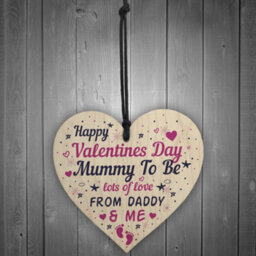 Red Ocean Valentines Day Card For Mummy To Be Gift From The Bump Card Mummy To Be Card Keepsake Wooden Heart - thumbnail 2