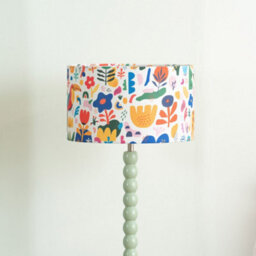 ValueLights Sage Green Bobbin Stem Table Lamp With Jungle Drum Shade For Living Room Bedroom - thumbnail 3