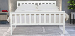 Save On Goods UK 4Ft6 Double White Painted Wood Wooden Bed Frame, Pine Wood Painted In White Bedstead - thumbnail 2