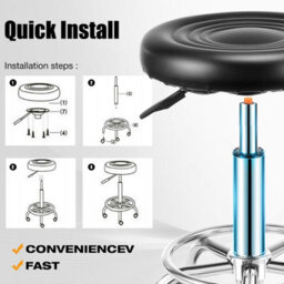 Rolling Bar Stool Pu Leather Work Salon Drafting Swivel Task Chair - thumbnail 6