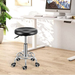 Rolling Bar Stool Pu Leather Work Salon Drafting Swivel Task Chair - thumbnail 1