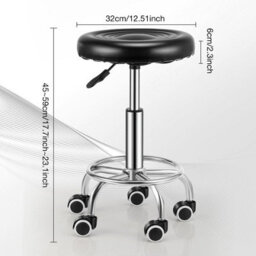 Rolling Bar Stool Pu Leather Work Salon Drafting Swivel Task Chair - thumbnail 7