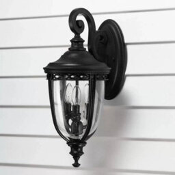 Feiss English Bridle 3 Light Medium Wall Lantern, Outdoor Ip44 Black Metal With Seeded Glass, Traditional Manor Style - thumbnail 2