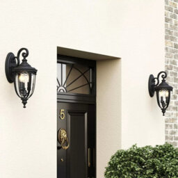 Feiss English Bridle 3 Light Medium Wall Lantern, Outdoor Ip44 Black Metal With Seeded Glass, Traditional Manor Style - thumbnail 3