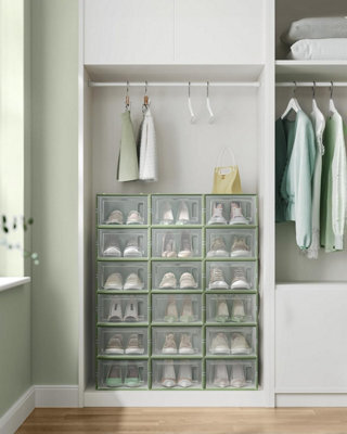 Ledrem Stackable Shoe Boxes, Pack Of 18 Shoe Storage Organizers, 33.3 X 23.2 X 14.3 Cm, Fit Uk Size 11 - image 1