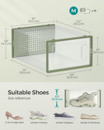 Ledrem Stackable Shoe Boxes, Pack Of 18 Shoe Storage Organizers, 33.3 X 23.2 X 14.3 Cm, Fit Uk Size 11 - thumbnail 2