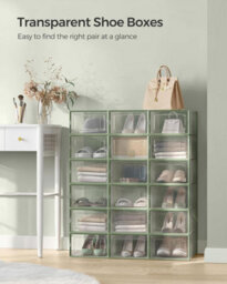 Ledrem Stackable Shoe Boxes, Pack Of 18 Shoe Storage Organizers, 33.3 X 23.2 X 14.3 Cm, Fit Uk Size 11 - thumbnail 3