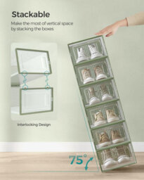 Ledrem Stackable Shoe Boxes, Pack Of 18 Shoe Storage Organizers, 33.3 X 23.2 X 14.3 Cm, Fit Uk Size 11 - thumbnail 4