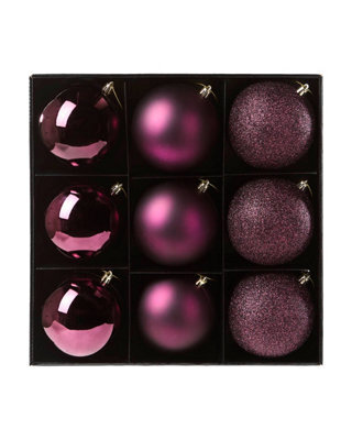 Werchristmas Set Of 9 Shatterproof Baubles, Purple, 10 Cm - image 1