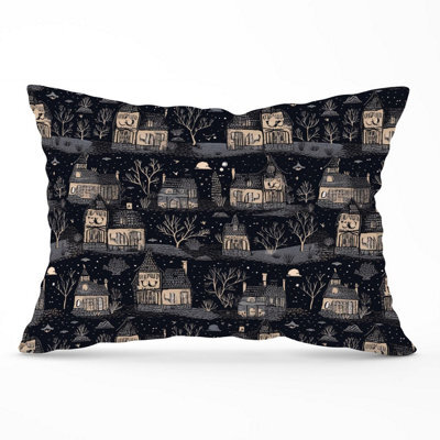 Warren Reed Designer Spooky Haunted Houses Cushions 33Cm X 48Cm - image 1