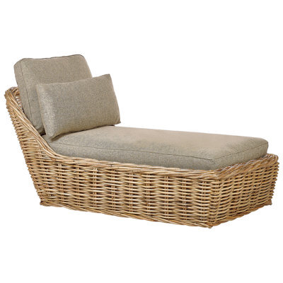 Beliani Sun Lounger With Cushion Belsito Rattan Natural - image 1