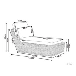 Beliani Sun Lounger With Cushion Belsito Rattan Natural - thumbnail 3