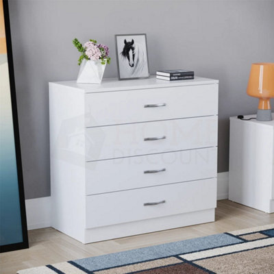 Chest Of Drawers White 4 Drawer Metal Handles Runners Bedroom Furniture - image 1