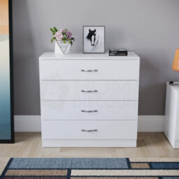 Chest Of Drawers White 4 Drawer Metal Handles Runners Bedroom Furniture - thumbnail 4