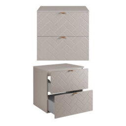 Heze Furniture Trend Herringbone Pattern Door Bathroom Cabines Vanity Units Set With Worktop 60Cm & 35Cm - Cashmere - thumbnail 2