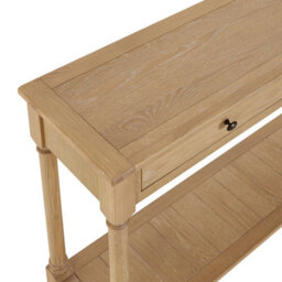 The Furniture Market Classic Whitewash Oak Medium Console Hall Table With 2 Drawers - thumbnail 8