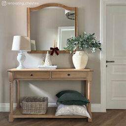 The Furniture Market Classic Whitewash Oak Medium Console Hall Table With 2 Drawers - thumbnail 6