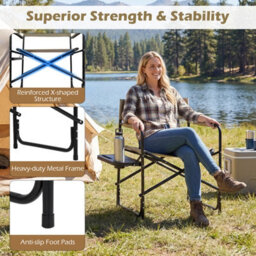 Costway Folding Camping Chair Oversized Portable Directors Chair Lightweight Outdoor Lawn Chair - thumbnail 5