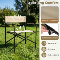 Costway Folding Camping Chair Oversized Portable Directors Chair Lightweight Outdoor Lawn Chair - thumbnail 6