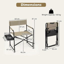 Costway Folding Camping Chair Oversized Portable Directors Chair Lightweight Outdoor Lawn Chair - thumbnail 2