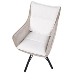 Beliani Dining Chair Swivel Anneberg Chenille Off-White/ Beige - thumbnail 6