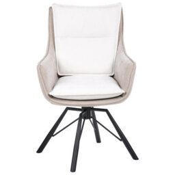 Beliani Dining Chair Swivel Anneberg Chenille Off-White/ Beige - thumbnail 4