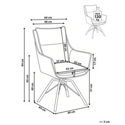 Beliani Dining Chair Swivel Anneberg Chenille Off-White/ Beige - thumbnail 3