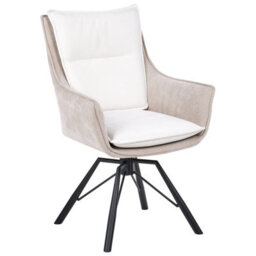 Beliani Dining Chair Swivel Anneberg Chenille Off-White/ Beige