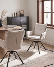 Beliani Dining Chair Swivel Anneberg Chenille Off-White/ Beige - thumbnail 2