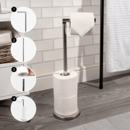 OHS Free Standing Toilet Roll Holder Space Saving Storage Bathroom Loo Roll Frame - thumbnail 2
