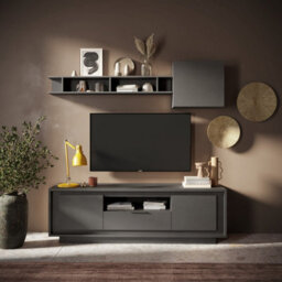 FurniComp LTD Furnicomp Berlin 2 Door 1 Drawer 180Cm Grey Tv Stand - thumbnail 4