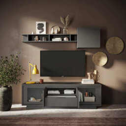 FurniComp LTD Furnicomp Berlin 2 Door 1 Drawer 180Cm Grey Tv Stand - thumbnail 5