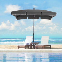 Outsunny Aluminium Sun Umbrella Parasol Patio Rectangular 2M X 1.3M Grey