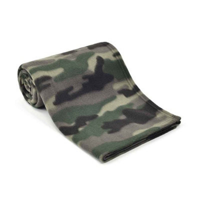 Brand Lab Camo Polar Fleece Dog Blanket Green (100Cm X 80Cm)