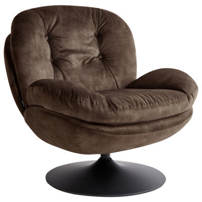 Beliani Swivel Armchair Nolvik Velvet Dark Brown - image 1