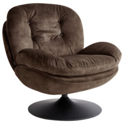 Beliani Swivel Armchair Nolvik Velvet Dark Brown