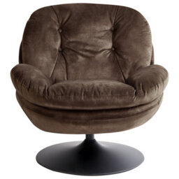 Beliani Swivel Armchair Nolvik Velvet Dark Brown - thumbnail 4