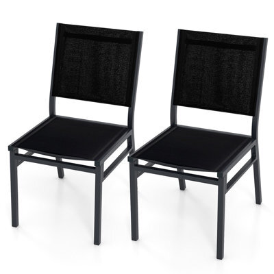 Costway 2Pcs Outdoor Dining Chairs Patio Armless Chair Lightweight Metal Chair - image 1