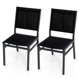 Costway 2Pcs Outdoor Dining Chairs Patio Armless Chair Lightweight Metal Chair - thumbnail 1