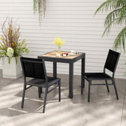 Costway 2Pcs Outdoor Dining Chairs Patio Armless Chair Lightweight Metal Chair - thumbnail 4