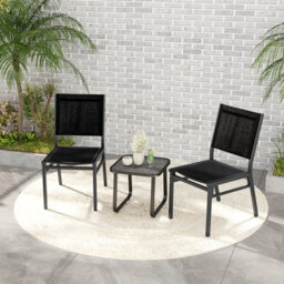 Costway 2Pcs Outdoor Dining Chairs Patio Armless Chair Lightweight Metal Chair - thumbnail 9