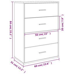 Vidaxl Sideboard Sonoma Oak 60X31X84 Cm Engineered Wood - thumbnail 3