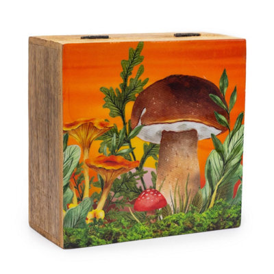 Big Square Storage Box 15X17.5X8Cm - Mushroom & Teal Design - image 1