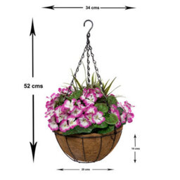 Greenbrokers 2 X Artificial Purple Geraniums Coir Hanging Baskets - thumbnail 2