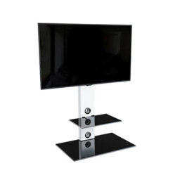 "Avf Lesina 70Cm Pedestal Tv Stand, For Tvs 32-65"" - Satin White And Black Glass" - thumbnail 8