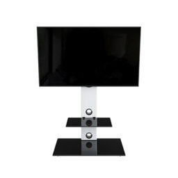 "Avf Lesina 70Cm Pedestal Tv Stand, For Tvs 32-65"" - Satin White And Black Glass" - thumbnail 5