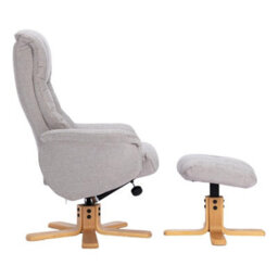Morris Living The Cairo - Lisbon Silver Fabric - Swivel Recliner Chair & Matching Footstool - thumbnail 7