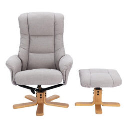 Morris Living The Cairo - Lisbon Silver Fabric - Swivel Recliner Chair & Matching Footstool - thumbnail 2
