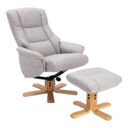 Morris Living The Cairo - Lisbon Silver Fabric - Swivel Recliner Chair & Matching Footstool - thumbnail 3